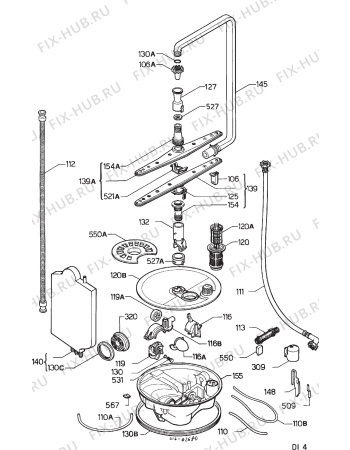 Взрыв-схема посудомоечной машины Rex IP745B - Схема узла Hydraulic System 272